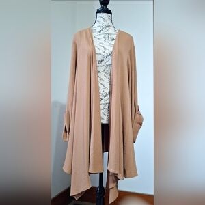 torrid Open Front Draped Cardigan in Camel